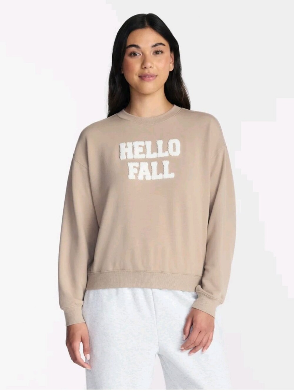 Way To Celebrate Lounge Sleep Top With Chenille Hello Fall Sz L